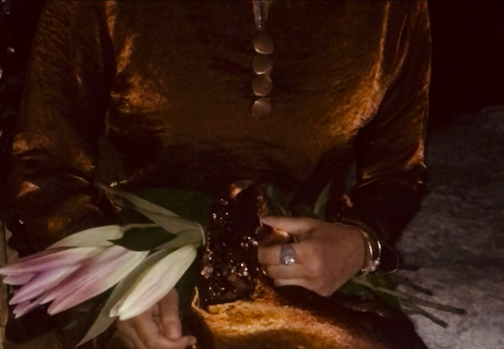 Brown Shimmer Top and Skirt with Hand-Embellished Sequin Belt