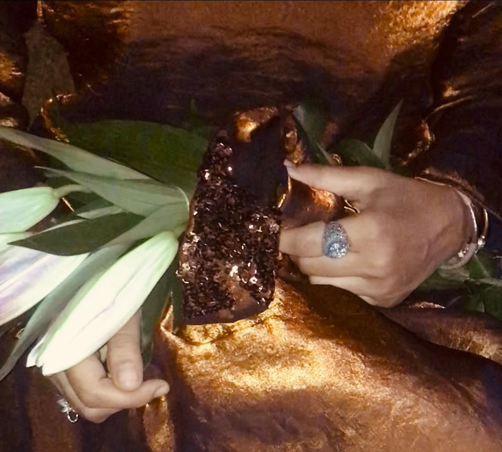 Brown Shimmer Top and Skirt with Hand-Embellished Sequin Belt