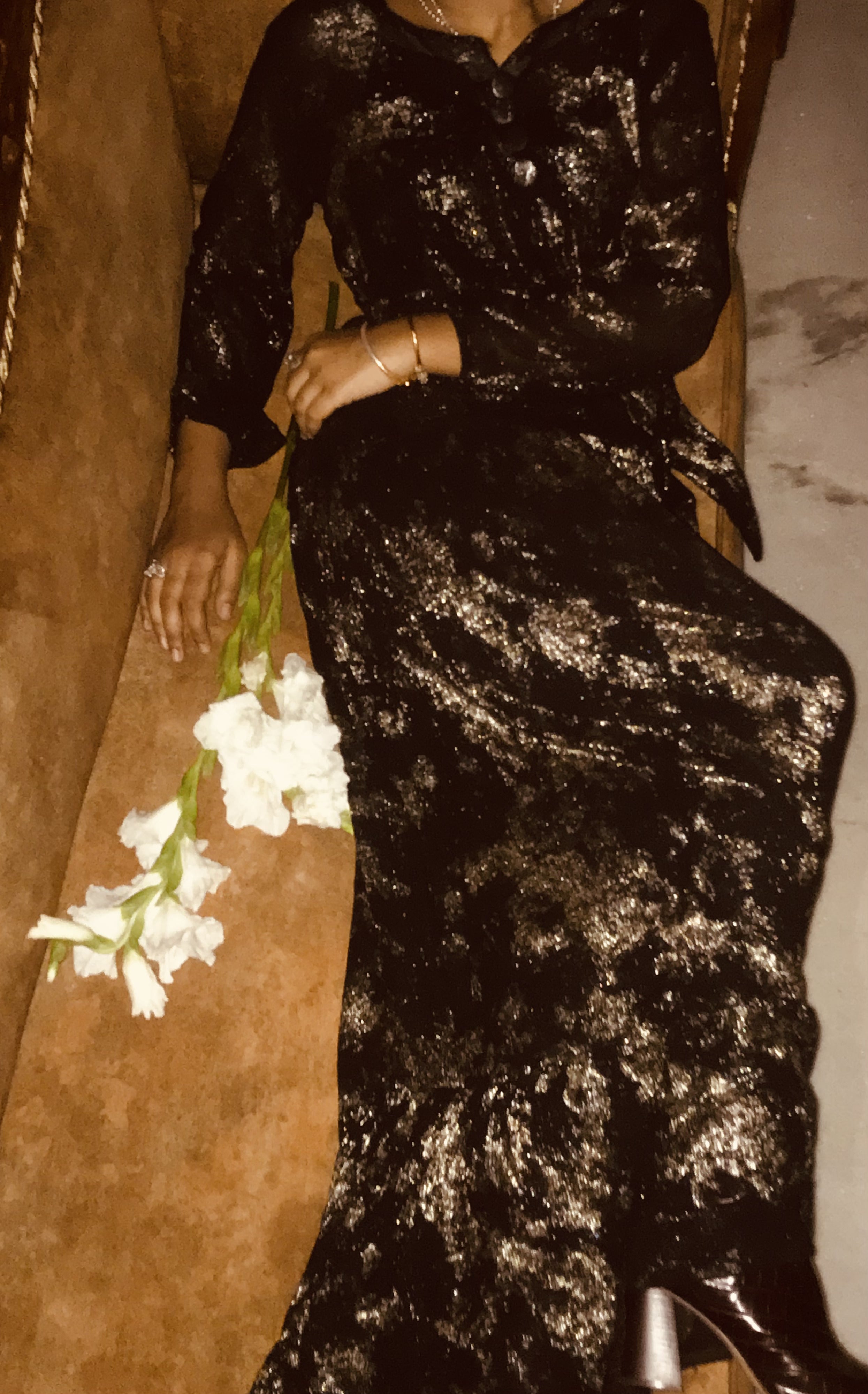 Brown Metallic Chiffon Set