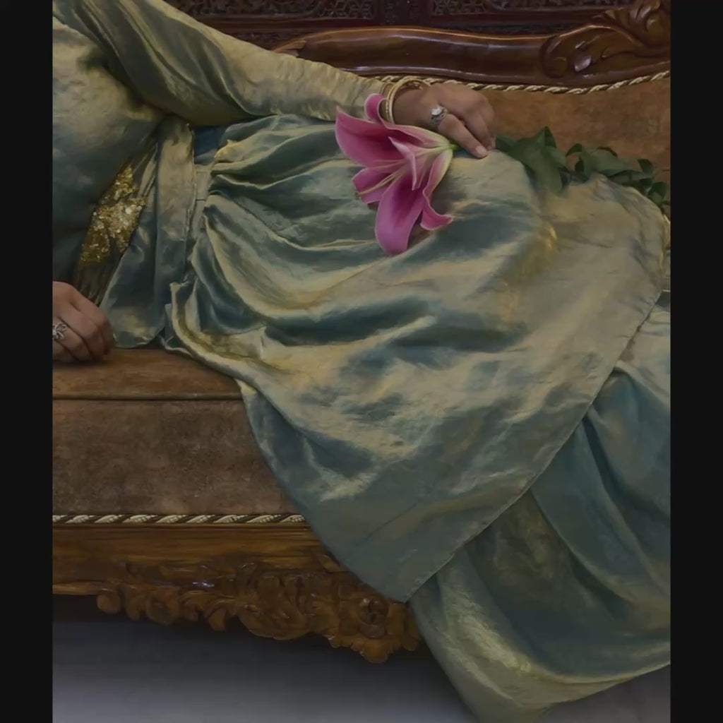 Blue Shimmer Top and Skirt with Hand-Embellished Sequin Belt