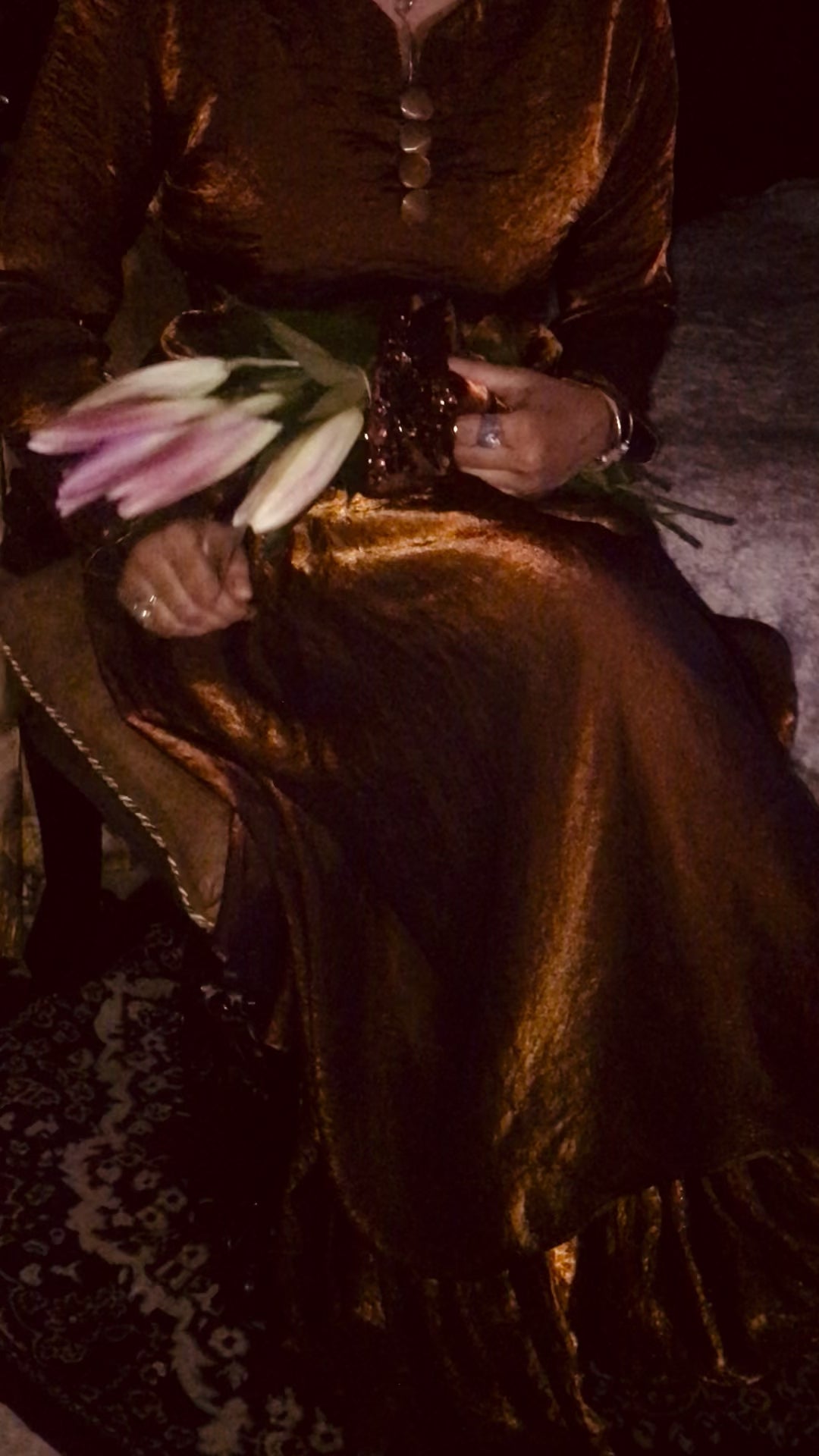 Brown Shimmer Top and Skirt with Hand-Embellished Sequin Belt